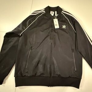 Adidas Men's Black and White Track Jacket